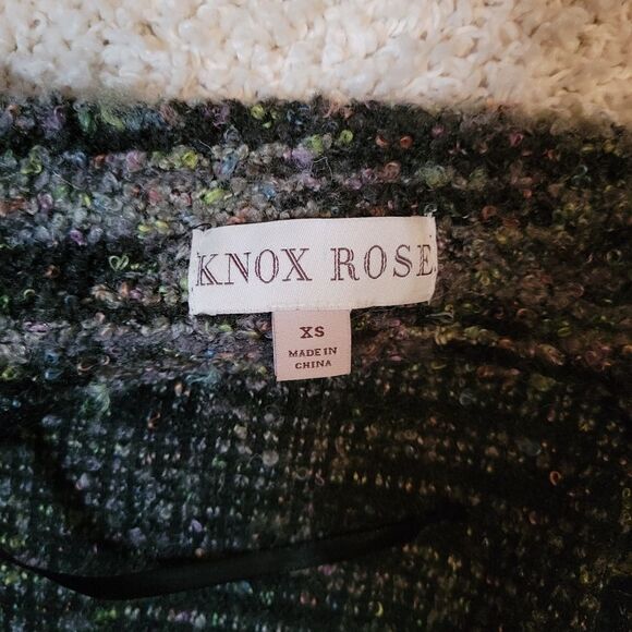 Knox Rose Wool Blend Green Multi-Color Cardigan Size XS - Picture 3 of 5
